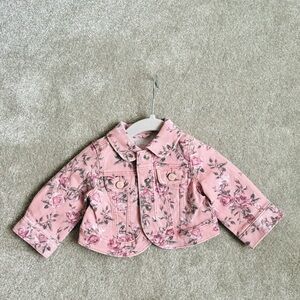 Gap pink flower Jean jacket 0-6 months
